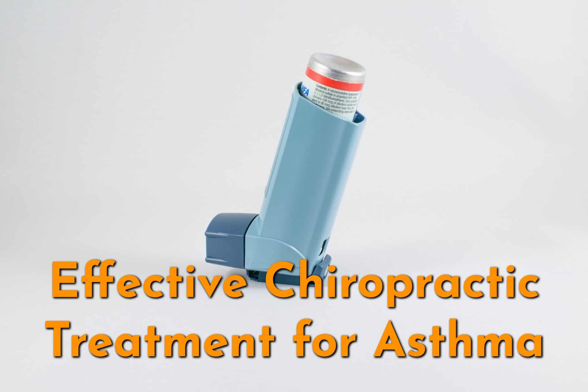 A close up of a blue asthma inhaler.